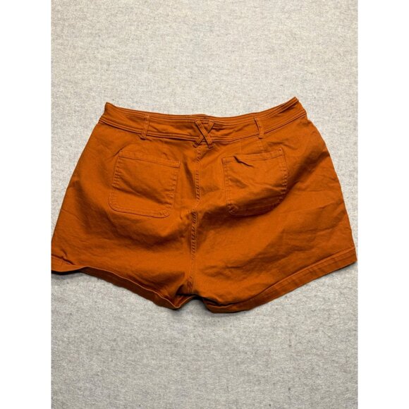 Ava & Viv Orange Button Fly High Rise Plus Size Shorts Khaki Chino Stretch 18 - Picture 4 of 9